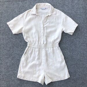 & other stories collared short sleeve linen romper size US 8